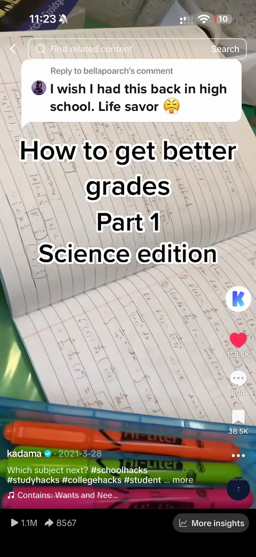 A Kadama TikTok on a phone: How to get better grades, Part 1, Science edition